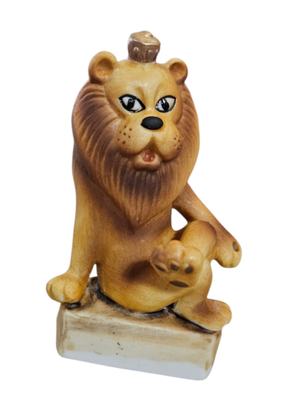 Vintage Ceramic Lionstone Lion Figural Liquor Whiskey Bottle / Decanter Japan